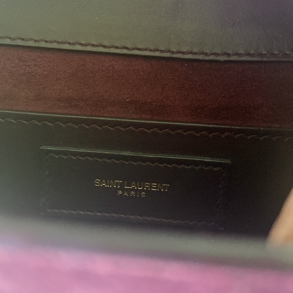 YSL Burgundy Suede Crossbody, Shoulder Bag. - Picture 6 of 8